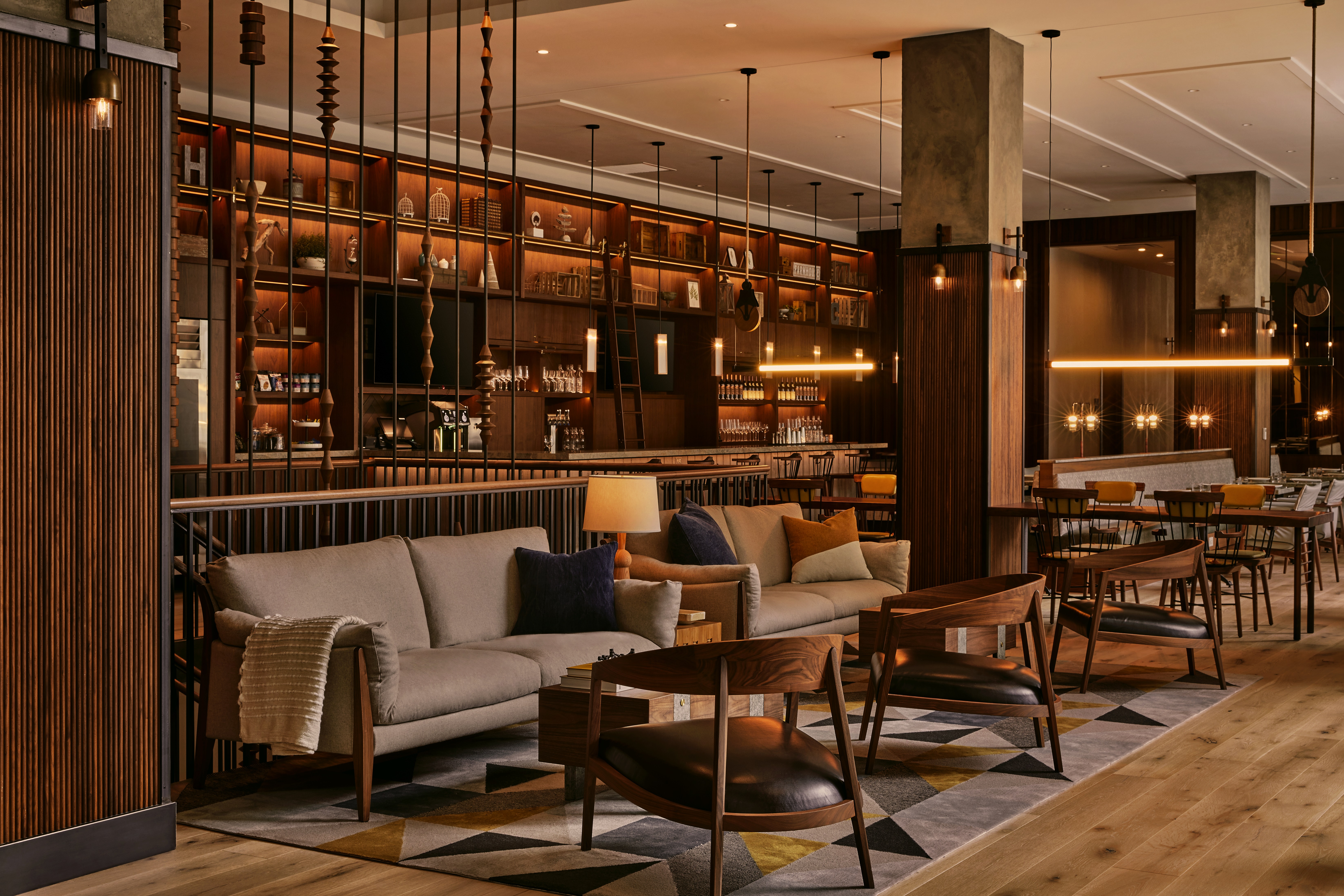 Modern hotel library space